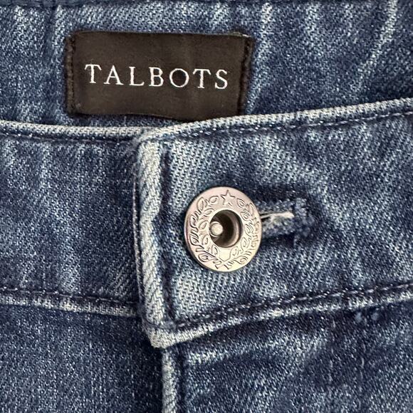 Talbots High Waist Straight Ankle Jeans Sz 8 Sequin Stripe Stardust Wash - Picture 6 of 16
